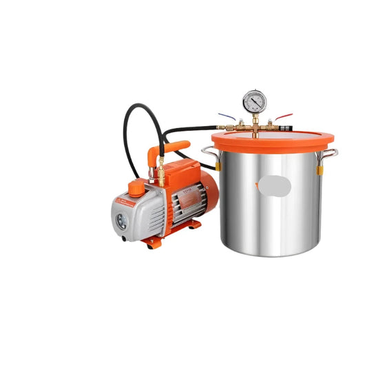 Vevor - Vacuümpomp - Koelmiddel Vacuümpomp - Koelgereedschap - 3,5 CFM Pomp - Eentraps - 3 Gallon Vacuümkamer - Deksel van gehard glas voor stabiliseren - Oranje