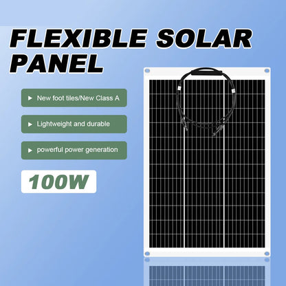 Zonnepanelen - Zonnepaneel Systeem - Monokristallijne Solar Kit - Flexibel - Zonne Energie - 100W - Waterdichte - voor Camping, RV en Thuisgebruik