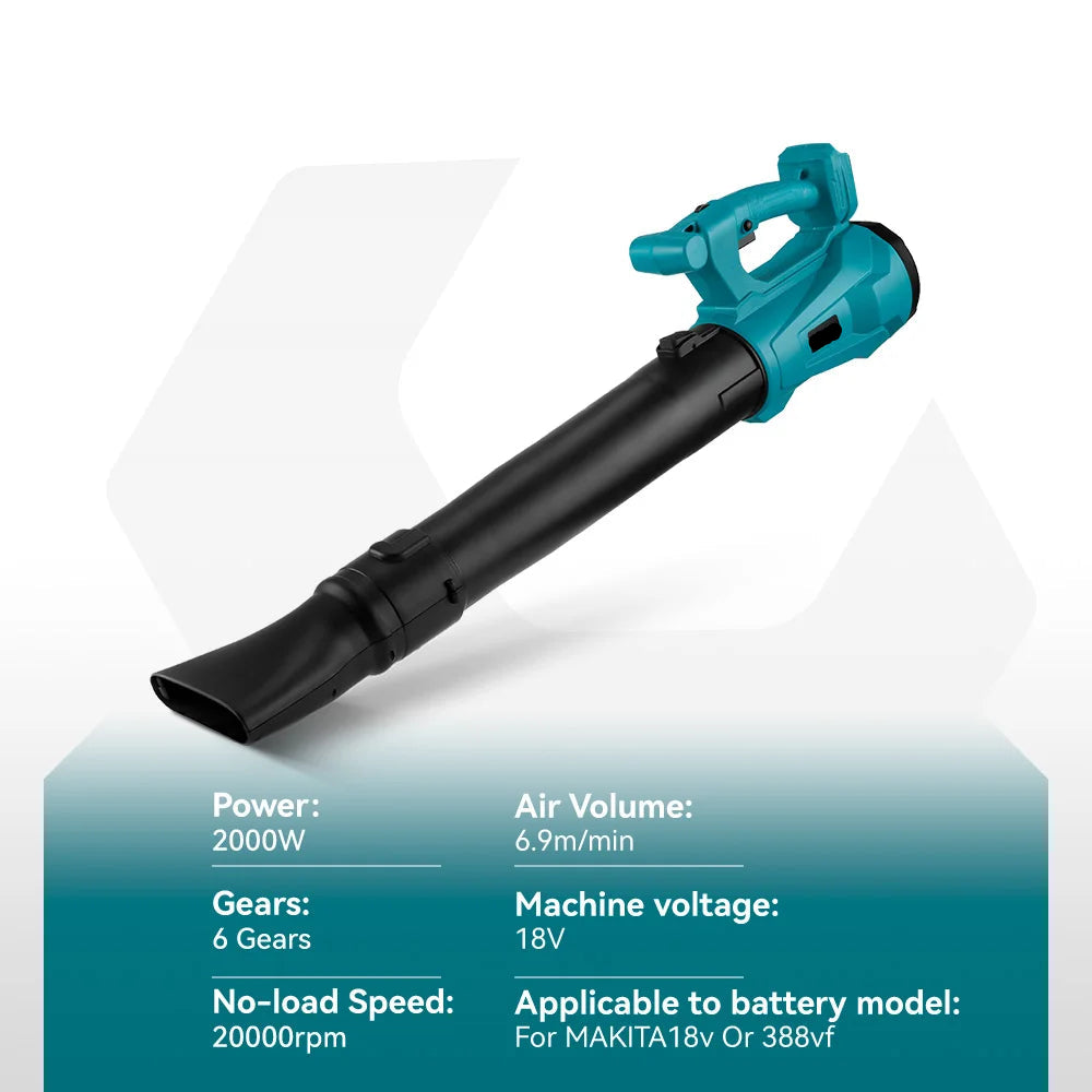 Bladblazer - Bladzuiger - Draadloos - Blower - Elektrische/Accu - 2000W - 6 Snelheden, met Accu voor Bladeren, Stof en Sneeuw