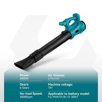 Bladblazer - Bladzuiger - Draadloos - Blower - Elektrische/Accu - 2000W - 6 Snelheden, met Accu voor Bladeren, Stof en Sneeuw