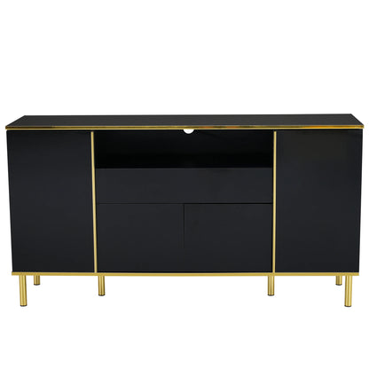 Dressoir – Kast – Buffetkast – Opbergkast – Ladekast – Hoogglans Zwart Met LED-Verlichting – Groot Formaat 150x40x80 cm