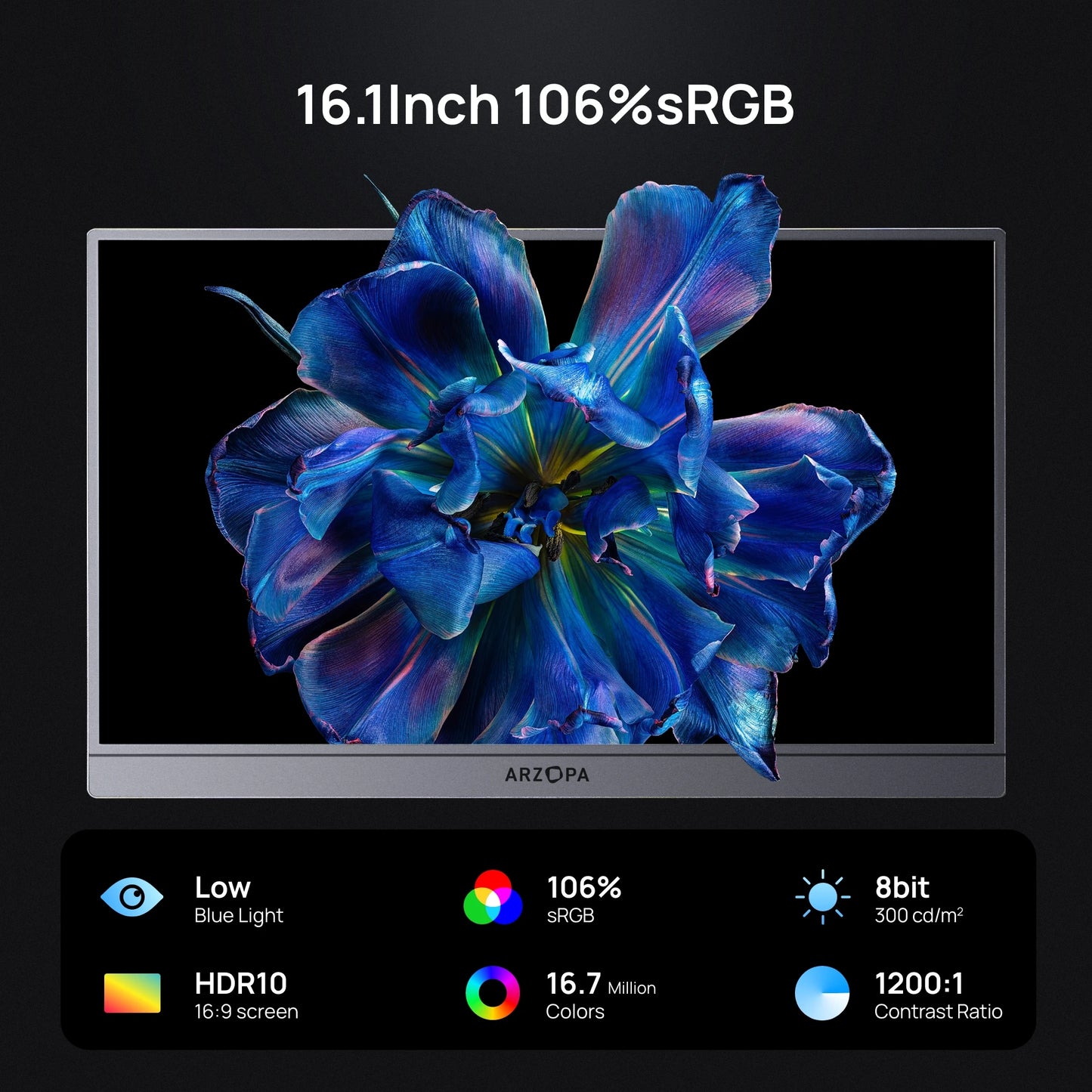 Draagbare Gaming Monitor – Extern Scherm – Portable Display – Tweede Monitor – Full HD 16,1 inch – 144 Hz Verversingssnelheid – 100% sRGB Kleurbereik – Ultra Dun Aluminium Design – Inclusief Waterdichte Opbergtas