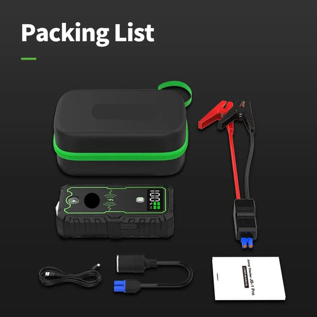 Jumpstarter - Jumpstarter voor Auto - 12V - 2500A - 10W - Startapparaat voor Auto - Jumpstarter met Powerbank - Multifunctionele Jumpstarter - Zwart