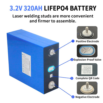 LiFePO4 Accu – Lithium Batterij – Solar Accu – Camper Accu – Boot Accu – 320Ah Capaciteit – Aluminium Behuizing Compact