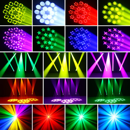 200W LED Moving Head – Verlichting – Lichtshow – Podiumlamp – DJ Lamp – Set van 4 Met Flight Case – DMX512 Controle – 7+1 Kleuren & Gobo’s