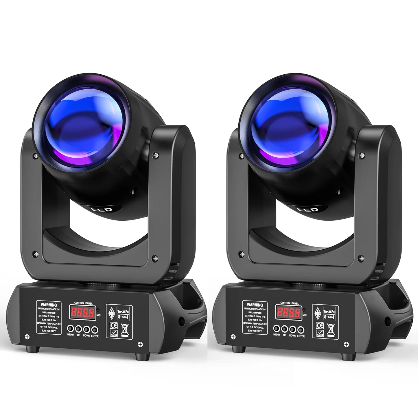 Moving Head Beam Light – Moving Head Spot – DJ Licht – Podiumverlichting – Theaterlamp – Set Van 2 EU Plug – 150W Cob Led – 18 Prismen Effect - QUORE