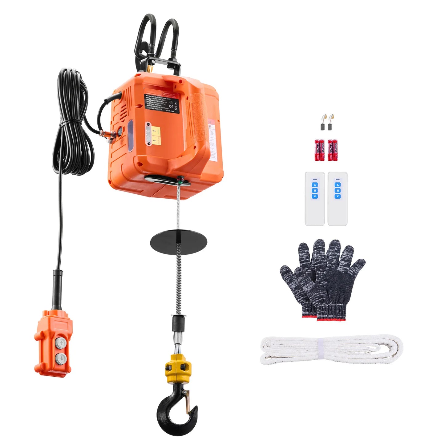 SucceBuy 3-in-1 1100Lbs Electric Hoist Winch 1500W Portable Power Winch 30 ft Lifting Height for Garage Warehouse Factory Towing