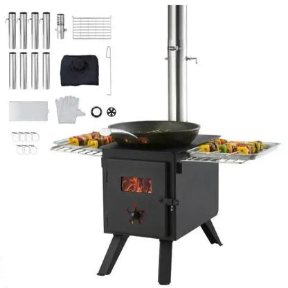 Draagbare Houtkachel – Campingkachel – Outdoor Kachel – Vuurplaats – Warmtebron – 1400in³ Vuurvak – Roestvrij Staal