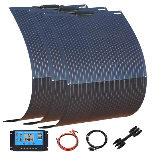 Zonnepaneel - Zonnepanelen - Monokristallijn - Flexibel - Buigzaam - Waterdicht - 450W - 3 Stuks Kit - voor Dak - Camper - Boot - Caravan - Off-grid Systeem