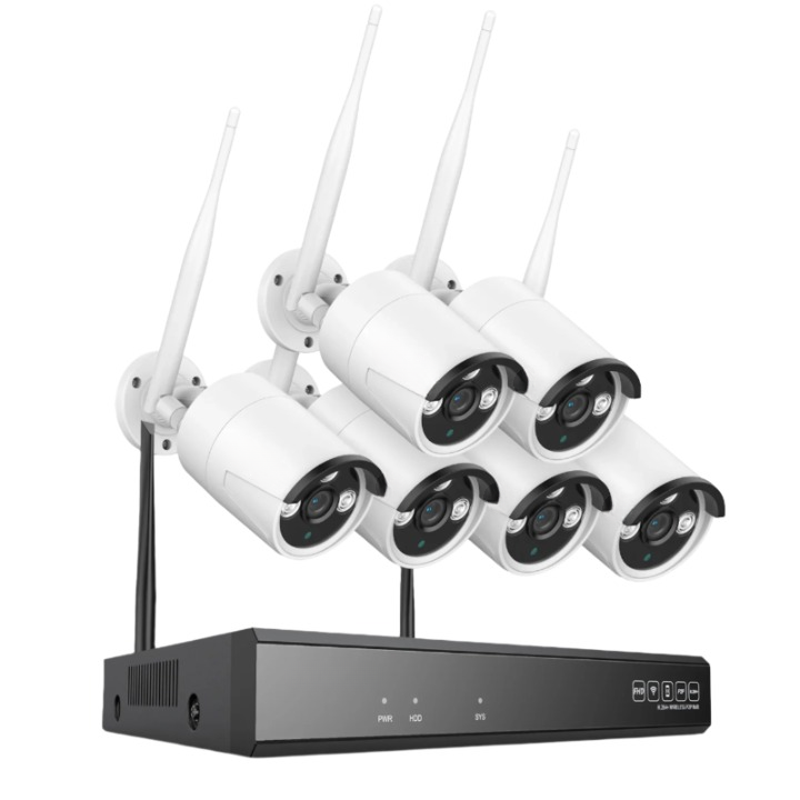 Beveiligingssysteem – Draadloos Bewakingssysteem – 6 Stuks Camera – HD Camera’s – 8CH NVR – 5MP Resolutie – Nachtzicht – Tweeweg Audio - 2TB
