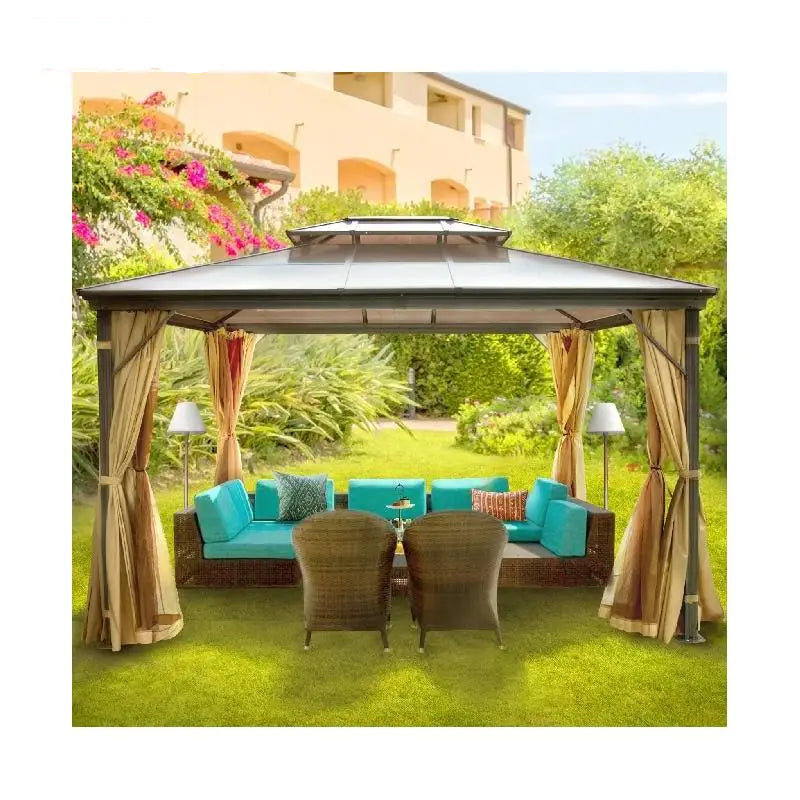 Tuinkoepel – Tuin Overkapping – Buiten Tent – Beschutte Ruimte – Waterdicht Dak – Aluminium Frame – Insectenwerende Netten - 10 x 12 Voet