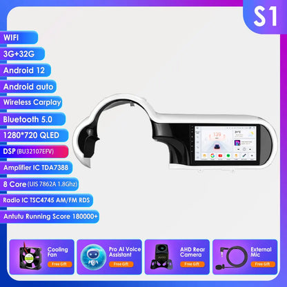 2DIN Android 13 Autoradio – Multimedia Speler – Navigatiesysteem – Auto Stereo – Touchscreen – 9 Inch Display – Draadloos CarPlay – Ondersteuning 360° Camera’s - QUORE