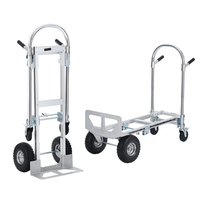 Steekwagen - Transportkar - Transportwagen - Magazijnwagen - Platformwagen -  4 in 1 - Opvouwbare - Aluminium - 450 kg Capaciteit - Heavy-Duty Trolley voor Magazijn, Supermarkt en Tuin - Steekkar