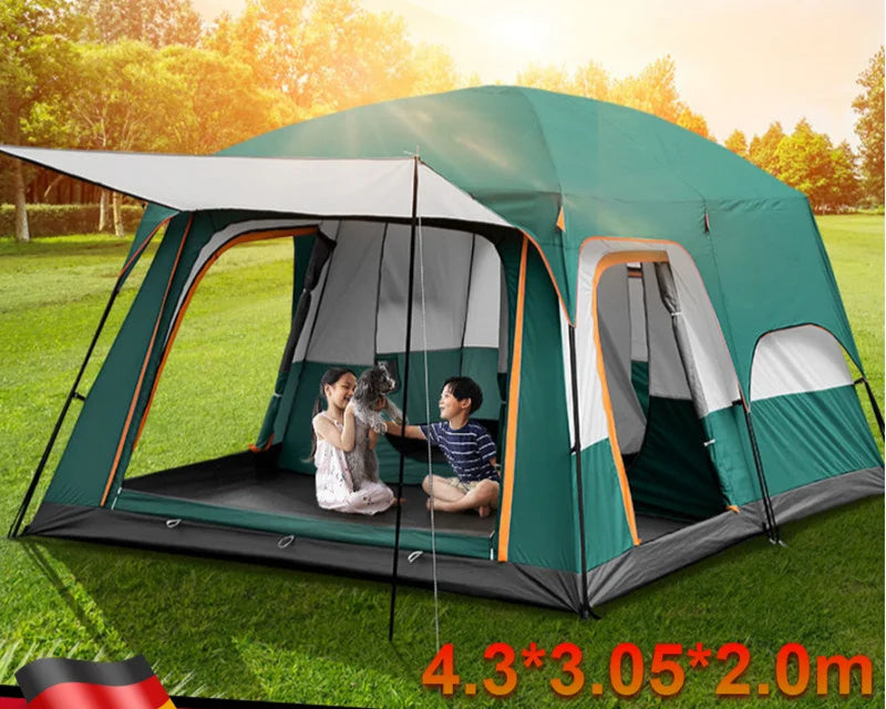 Tent – Kampeertent – Familie Tent – Groepstent – Waterdicht Polyester – Aluminium Frame – 4-6 Personen - 330x210x185cm - Rustiekbruin