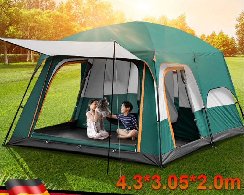 Tent – Kampeertent – Familie Tent – Groepstent – Waterdicht Polyester – Aluminium Frame – 8+ Personen - 430x305x200cm - Groen