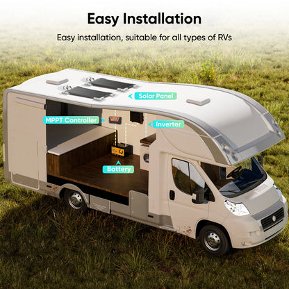 Monokristallijn Zonnepaneel – Solar Paneel – Zonnecel Pakket – Zonne-energie Paneel – 200W 12 Volt – Hoog Rendement 24% – Robuust Weerbestendig Frame