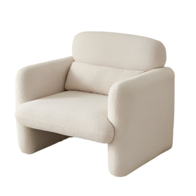 Relaxstoel – Lounge Stoel – Fauteuil – Stoel – Leesstoel – Zacht Stof – Houten Frame – Comfortabele Kussens - Witte Rijst