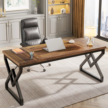 Bureau – Bureau Ruim – Werktafel – Schrijftafel – Stevig Hout – 160 Cm Lengte – Vintage Design - QUORE