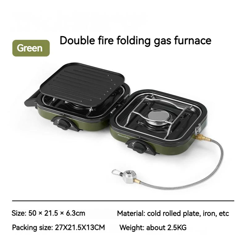 Tweepits Gasbrander – Ultralichte Gasbrander – Compacte Campingkookplaat – Buitenkeuken – 2300 Watt – Roestvrij Staal – Inklapbaar Design