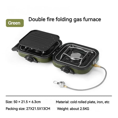 Tweepits Gasbrander – Ultralichte Gasbrander – Compacte Campingkookplaat – Buitenkeuken – 2300 Watt – Roestvrij Staal – Inklapbaar Design