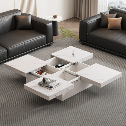 Salontafels - Bijzettafel - Kleine Tafel - Tafel - Woonkamer - 90 cm x 90 cm x 25 cm - Wit