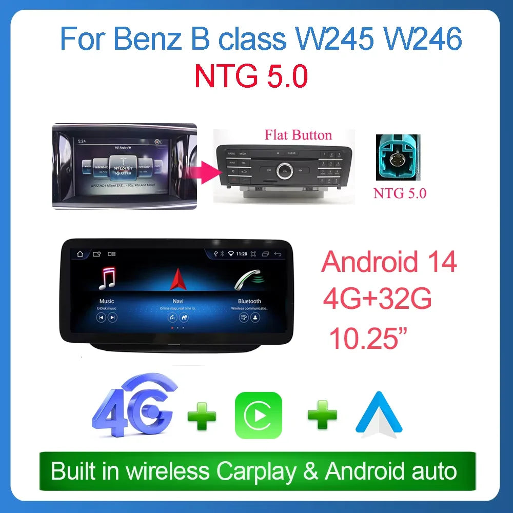 Multimedia Speler – Touchscreen Navigatie Systeem – Auto Radio – Infotainment Unit – Android 13 Systeem – 10,25 Inch Scherm – Draadloos CarPlay & Android Auto