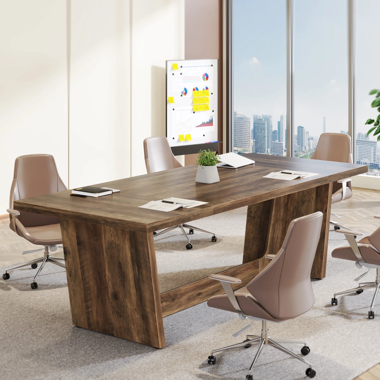Bureautafel – Schrijftafel – Computerbureau – Werkplek – Houten Constructie – Groot Werkoppervlak – Robuust En Stevig - 180 x 80 x 75.9 cm - Bruin
