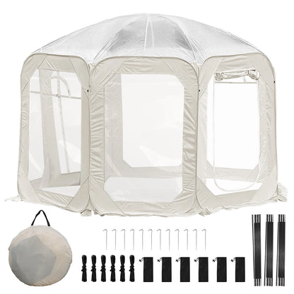 Pop-Up Tent – Bubble Tent – Buiten Tent – Transparante Tent – Waterdicht PVC – Ruim Voor 4-6 Personen - 3X3m - Wit