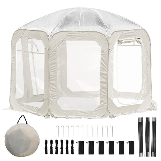 Pop-Up Tent – Bubble Tent – Buiten Tent – Transparante Tent – Waterdicht PVC – Ruim Voor 4-6 Personen - 3X3m - Wit