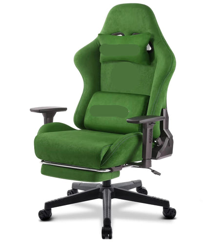 Gaming Stoel - Bureaustoel Ergonomisch - Stoelen - Kantoorstoel - met 360° Draaiend Zitvlak - Verstelbare Computerstoel - met Voetsteun en Hoofdsteun - Groen - QUORE