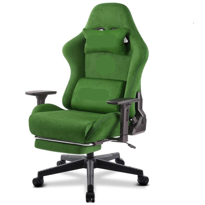 Gamestoel - Ergonomische Bureaustoel – Comfortabele Stoel – Bureaustoel Met Voetensteun – Verstelbare Bureaustoel – Echt Leer – Hoge Rugleuning – Uitklapbare Voetensteun - Groen