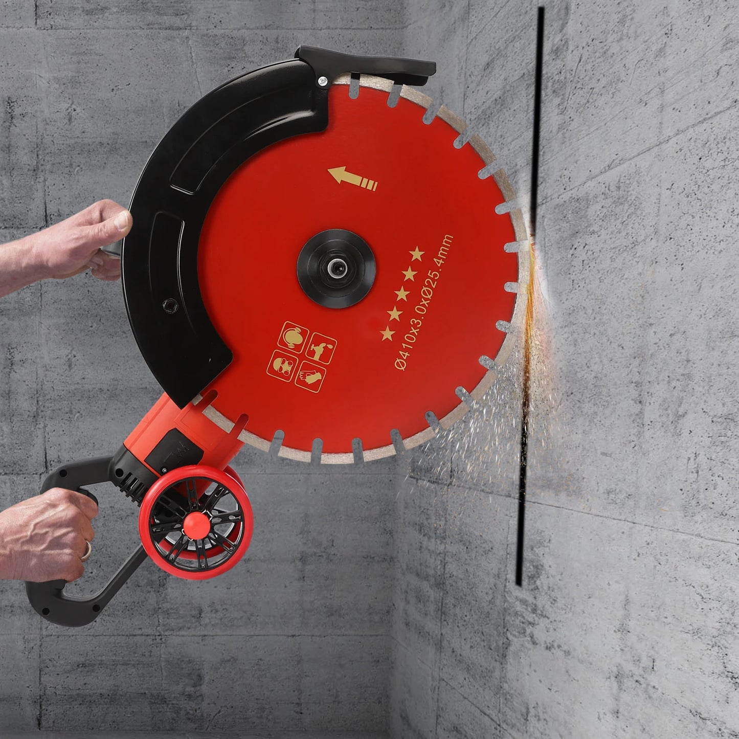Elektrische Betonzaag – Betonzagen – Steenzaag – Diamantzaag – Watergekoeld Zaagblad – 4000W Motor – Instelbare Zaagdiepte