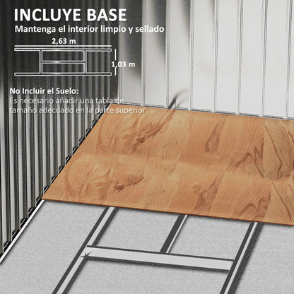 Tuinschuur – Berging – Tuinhuis – Opslagschuur – Stalen Schuur – Weerbestendig Gegalvaniseerd Staal – Dubbele Schuifdeuren - 213 x 130 x 185 cm - Bruin