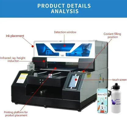 A3 UV19 Flatbed Printer – UV Printer – Flatbed Printer – Direct Printer – Multifunctionele Printer – 2880x1440 DPI – Infrarood Hoogtebepaling - Zachte Inkt