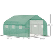 Greenhouse - Garden greenhouse - Tunnel greenhouse - 3.5x3x2m - Door and 6 windows - Growing plants.