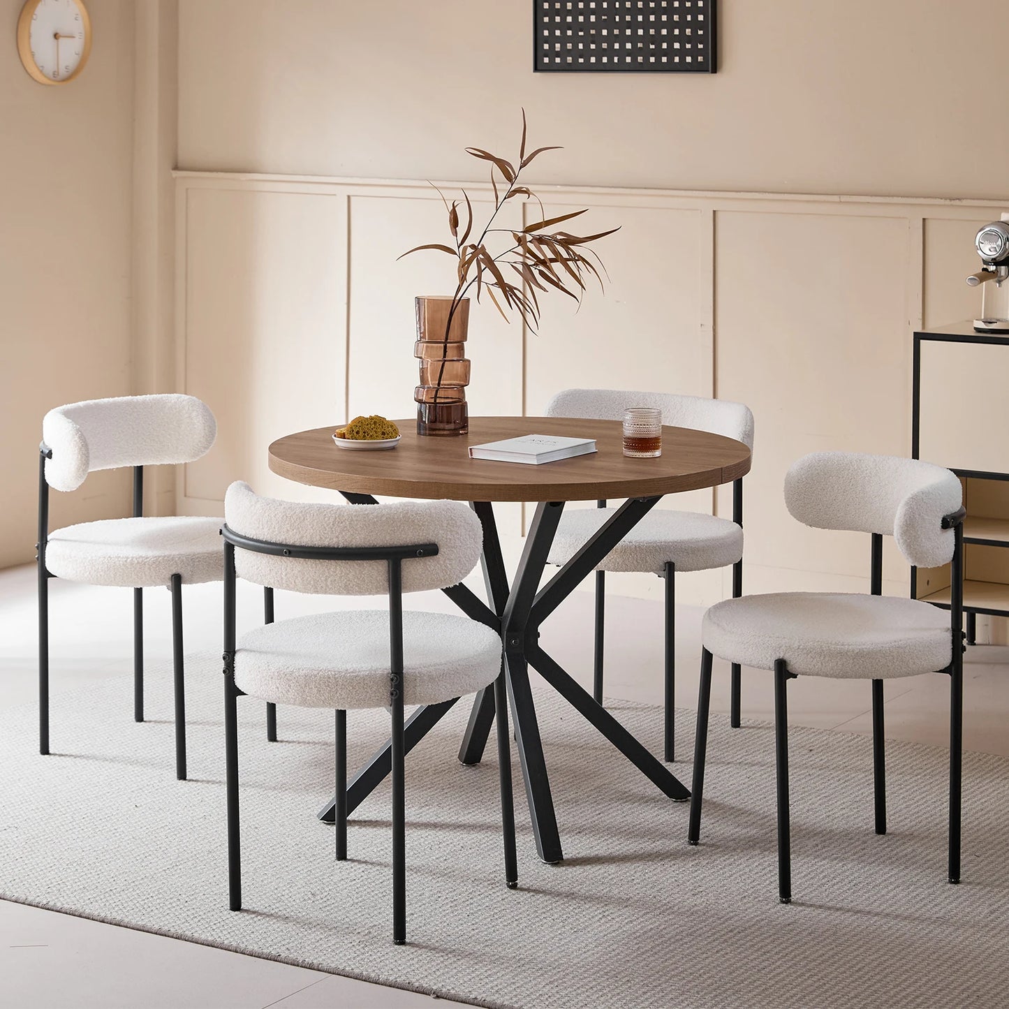 Eetkamerstoelen – Stoelen – Dining Stoelen – Velvet Stoelen – Teddy Bekleding – Ergonomische Rugleuning – Metalen Pooten - QUORE