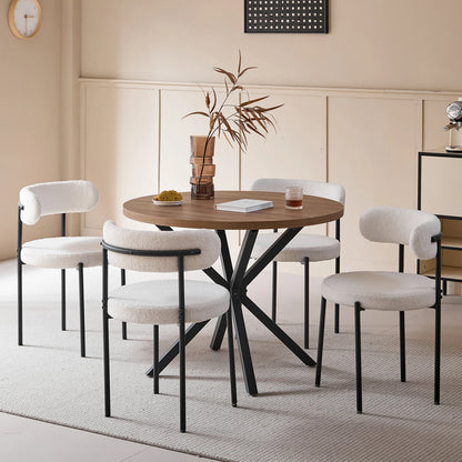 Eetkamerstoelen – Stoelen – Dining Stoelen – Velvet Stoelen – Teddy Bekleding – Ergonomische Rugleuning – Metalen Pooten - QUORE