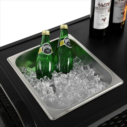 Mobiele Buitenbar – Buitentafel – Serveerwagen – Bar Op Wielen – PE-Rattan – Weerbestendig Frame – 70 Kg Draagkracht