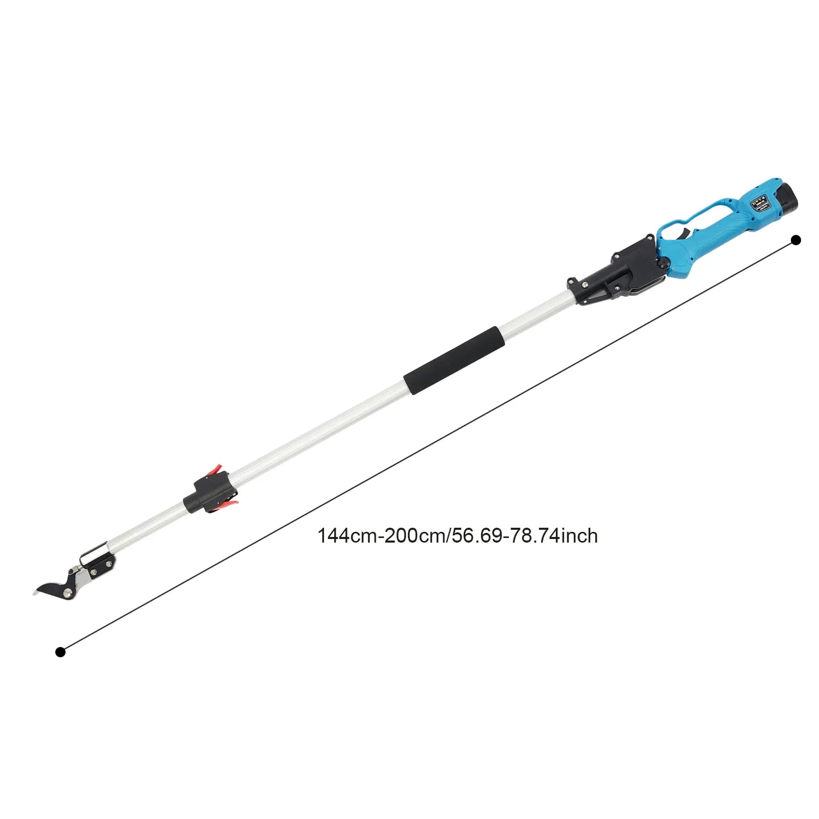 Elektrische Snoeischaar – Snoeigereedschap – Takkenknipper – Tuinschaar – Lithium Snoeischaar – Telescopische Steel 1,44-2m – SK5 Stalen Bladen 0-25mm – Blauw - QUORE