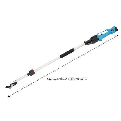 Elektrische Snoeischaar – Snoeigereedschap – Takkenknipper – Tuinschaar – Lithium Snoeischaar – Telescopische Steel 1,44-2m – SK5 Stalen Bladen 0-25mm – Blauw - QUORE