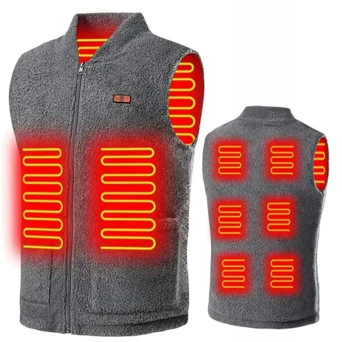 Heater Jacket - Verwarmde Bodywarmer - Verwarmde Kleding - USB Verwarmd Vest - 3-snelheden Verstelbare Temperatuur - Unisex - Wasbaar - Mouwloos - voor Winter & Buitensport - Maat M - Grijs