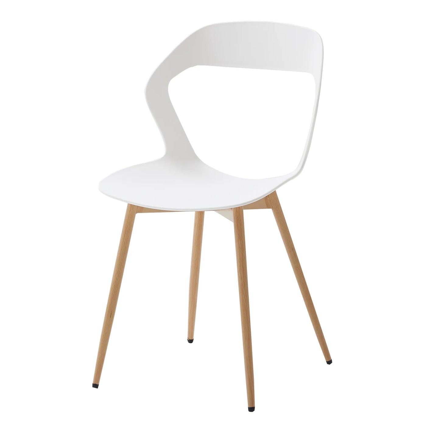Set van 6 Witte Eetkamerstoelen – Stoelen – Vergaderstoelen – Krukken – Design Stoelen – Scandinavisch Design – Duurzaam Kunststof – Metalen Poten met Houtlook