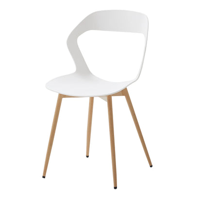 Set van 6 Witte Eetkamerstoelen – Stoelen – Vergaderstoelen – Krukken – Design Stoelen – Scandinavisch Design – Duurzaam Kunststof – Metalen Poten met Houtlook