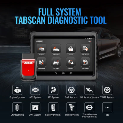 OBD Scanner - OBD2 - Auto Scanner - Auto uitlezen - Diagnose Apparatuur voor Auto's - OBD2 Diagnosetool - 10 inch Android Tablet Scanner - Volledig Systeem - ABS - SRS - Olie - EPB - BMS - TPMS - IMMO - Bluetooth - EU Plug - QUORE