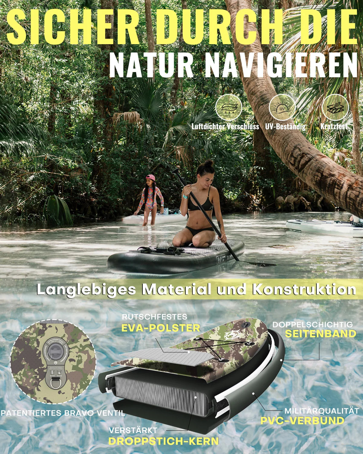 Opblaasbaar Stand Up Paddle Board – SUP Board – Peddelboard – Inflatable Paddleboard – Lichtgewicht – Drop-Stitch Materiaal – Inclusief Pomp - Legergroen
