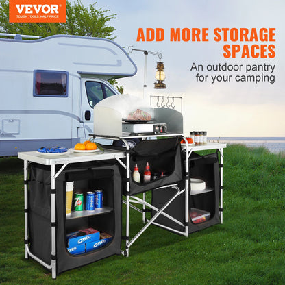VEVOR Camping Outdoor Keukentafel - Opvouwbare Kook- en Opslagtafel - X-Vormig Aluminium Tafel voor BBQ en Picknick - QUORE
