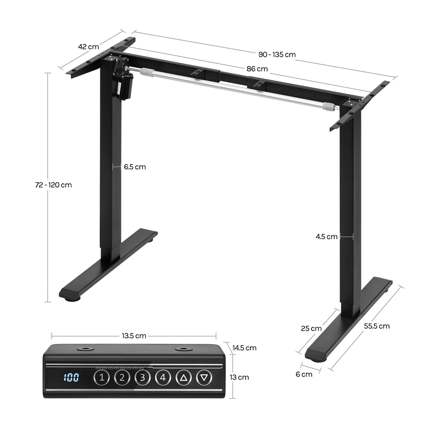 WOLTU Electric Lifting Desk Frame Height Adjustable Stand Up Desk Bracket with USB Charging Port Memory Control for Home Office