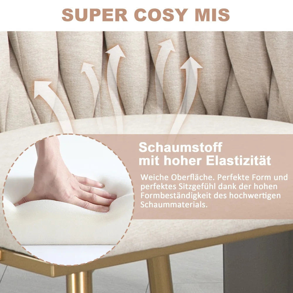Eetkamerstoelen – Stoelen – Zitkamer Stoelen – Woonkamer Stoelen – Keuken Stoelen – Metalen Frame – Linnen Bekleding