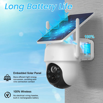 Beveiligingscamera - Camerabewaking - Draadloos - voor Buiten - 4 Stuks - 2K Ultra HD - met Zonnepaneel - Sirene-alarm - Humanoïde detectie - Tweerichtingsaudio - 4CH - NVR Recorder - Wit