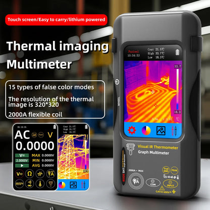 2-in-1 Thermische Camera – Digitale Multimeter – Warmtebeeldcamera – Elektrische Tester – Macro Lens – 320x320 Resolutie – 20000 Counts Nauwkeurig Meten - QUORE